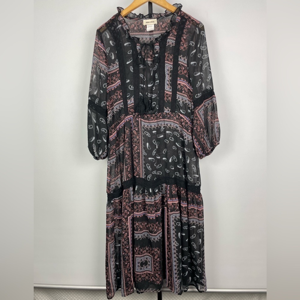 Mimi Chica Boho Paisley Knee‎ Length Printed Dress